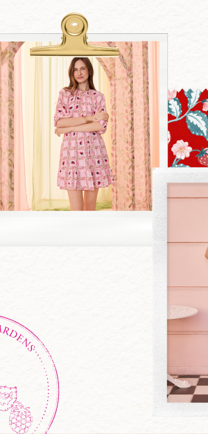 Cath Kidston Pink Strawberry Check Mini Dress