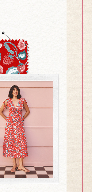 Cath Kidston Red Shirred Midi Dress