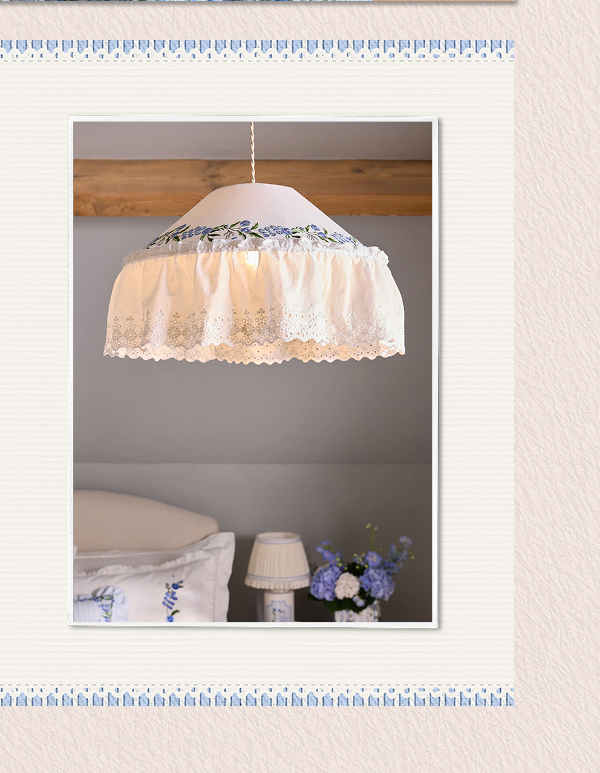 Cath Kidston Cream/Blue Floral Print EasyFit Light Shade