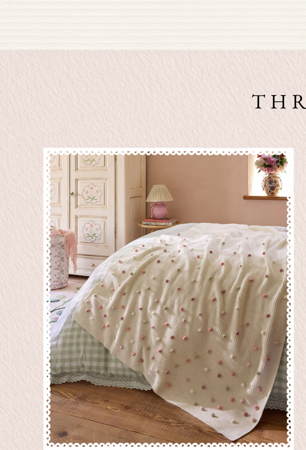 Cath Kidston Pink Pom Pom Crochet Knitted Throw