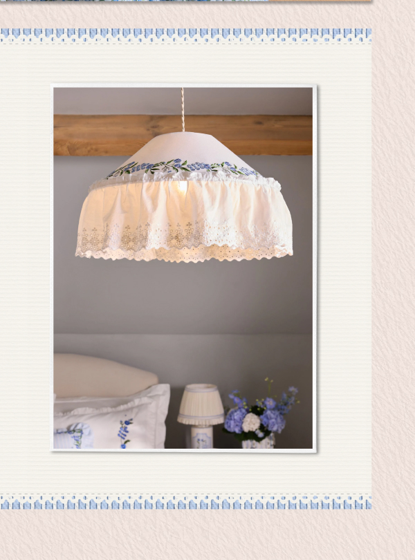 Cath Kidston Cream/Blue Floral Print EasyFit Light Shade