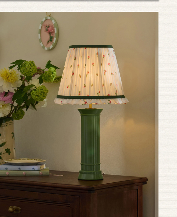 Cath Kidston Green/Ecru Floral Print Table Lamp