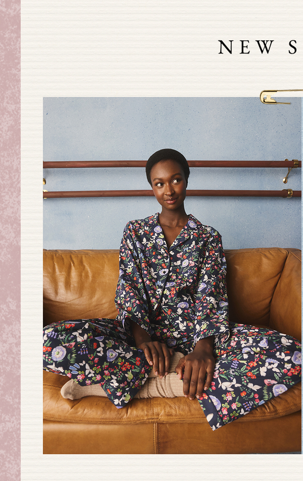 Cath Kidston Navy Butterfly Print Button Through Pyjamas