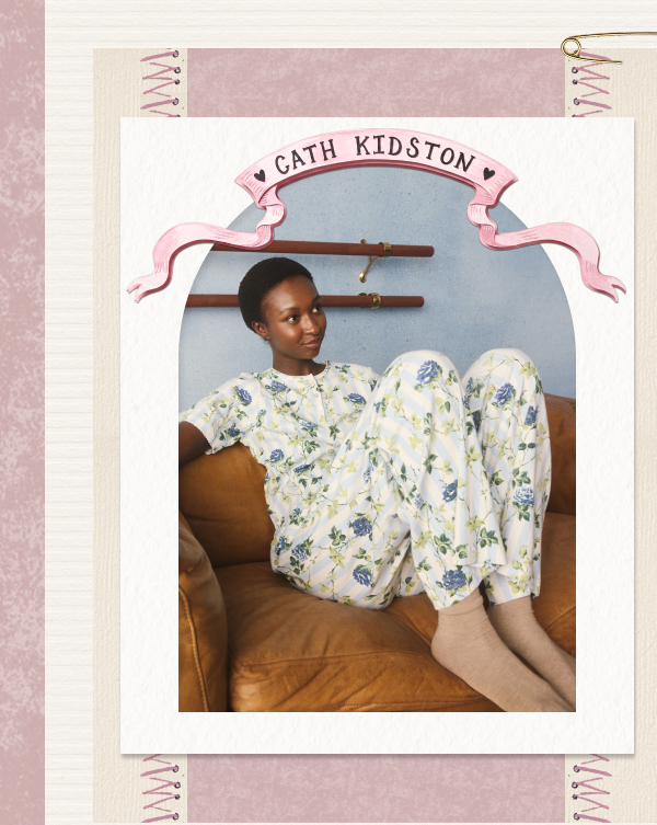 Cath Kidston Blue Climbing Rose Pointelle Pyjamas Set