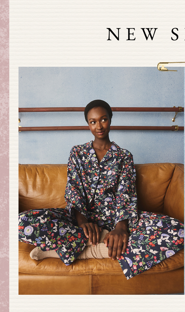 Cath Kidston Navy Butterfly Print Button Through Pyjamas