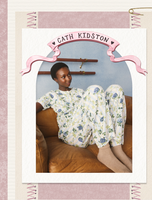 Cath Kidston Blue Climbing Rose Pointelle Pyjamas Set