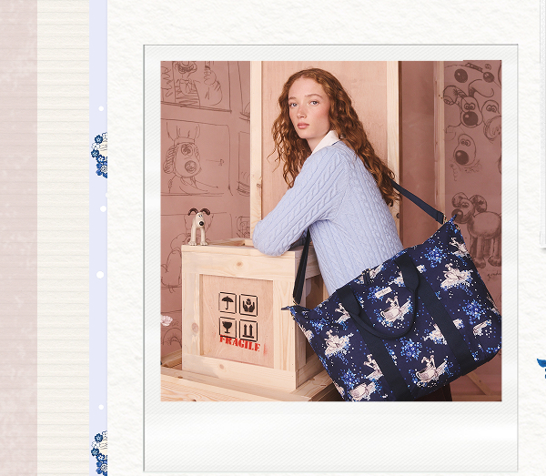 Cath Kidston Navy Wallace and Gromit Overnight Weekender Bag