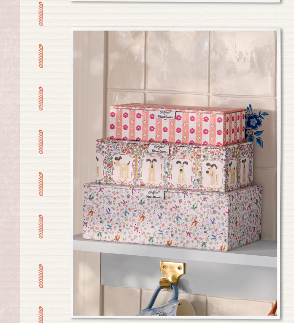 Cath Kidston Set of 3 Orange/White Wallace and Gromit Storage Boxes