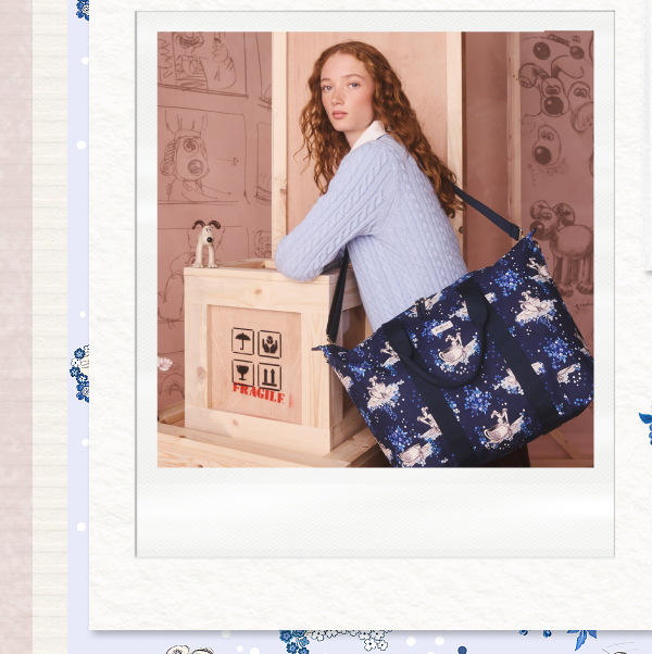 Cath Kidston Navy Wallace and Gromit Overnight Weekender Bag