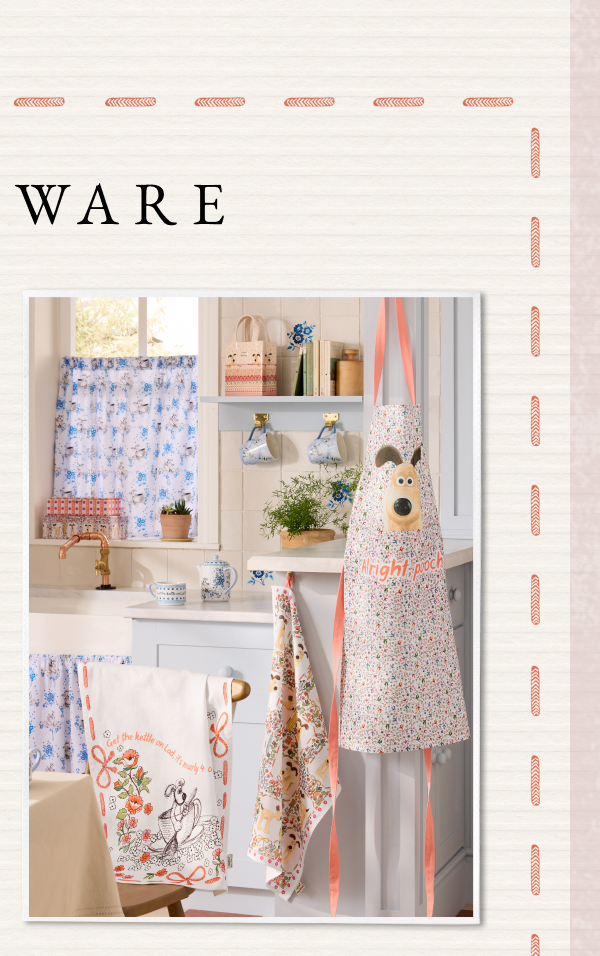 Cath Kidston Set of 2 Orange/White Wallace and Gromit Tea Towels and Apron