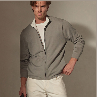 LINEN BLEND ZIP UP