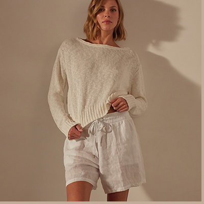 COTTON LINEN BOATNECK SWEATER