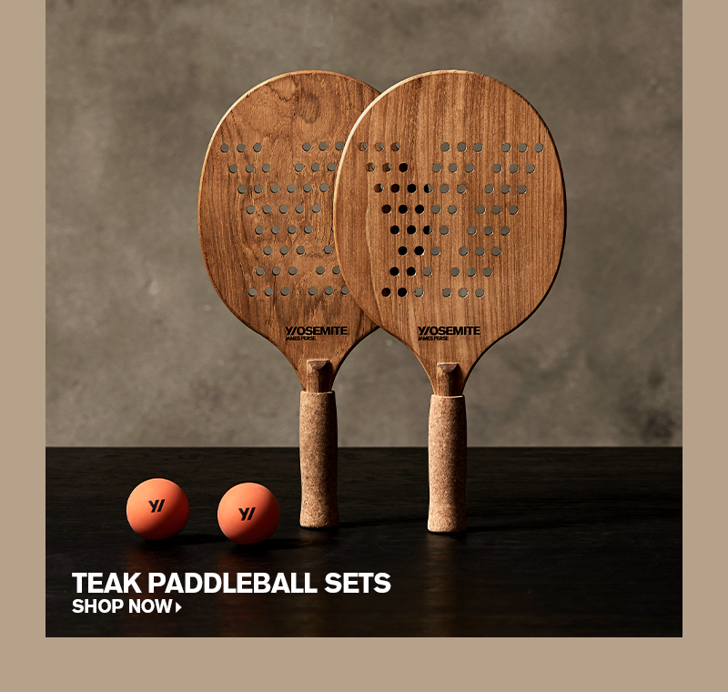 Y/OSEMITE ETCHED TEAK PADDLEBALL SET