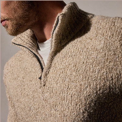 Cotton Wool Blend Chunky Half Zip