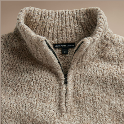 Cotton Wool Blend Chunky Half Zip