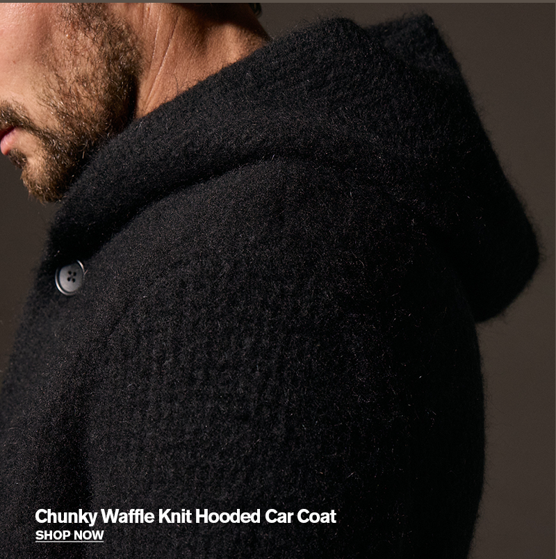 Chunky Waffle Knit Hooded Coat