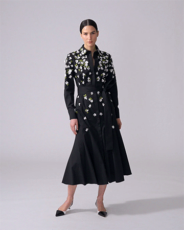 Floral-Embroidered Midi Dress
