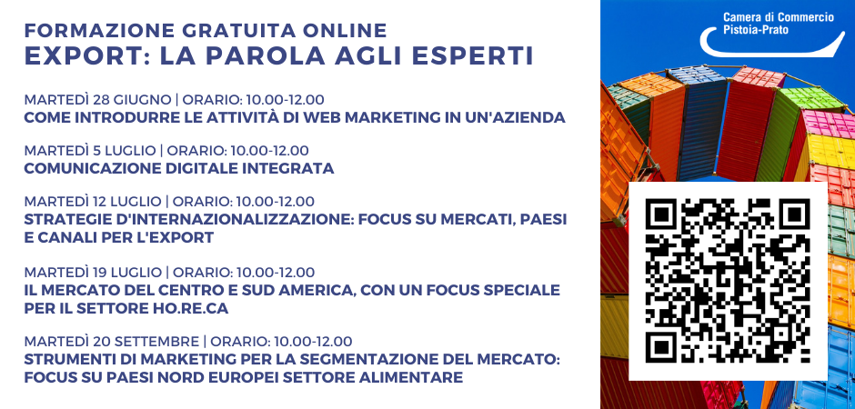 Ciclo di webinar
                                            gratuiti Export: la parola
                                            agli esperti