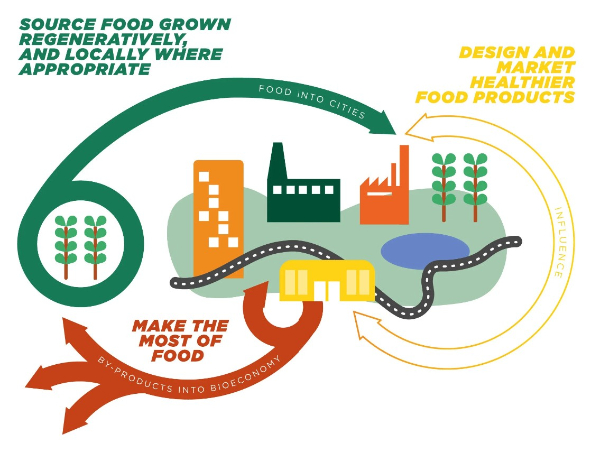 Image of a circular food economy, courtesy of the Ellen MacArthur Foundation.