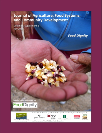 JAFSCD Journal Cover: Volume 8, Supplement 1, July 2018; Food Dignity