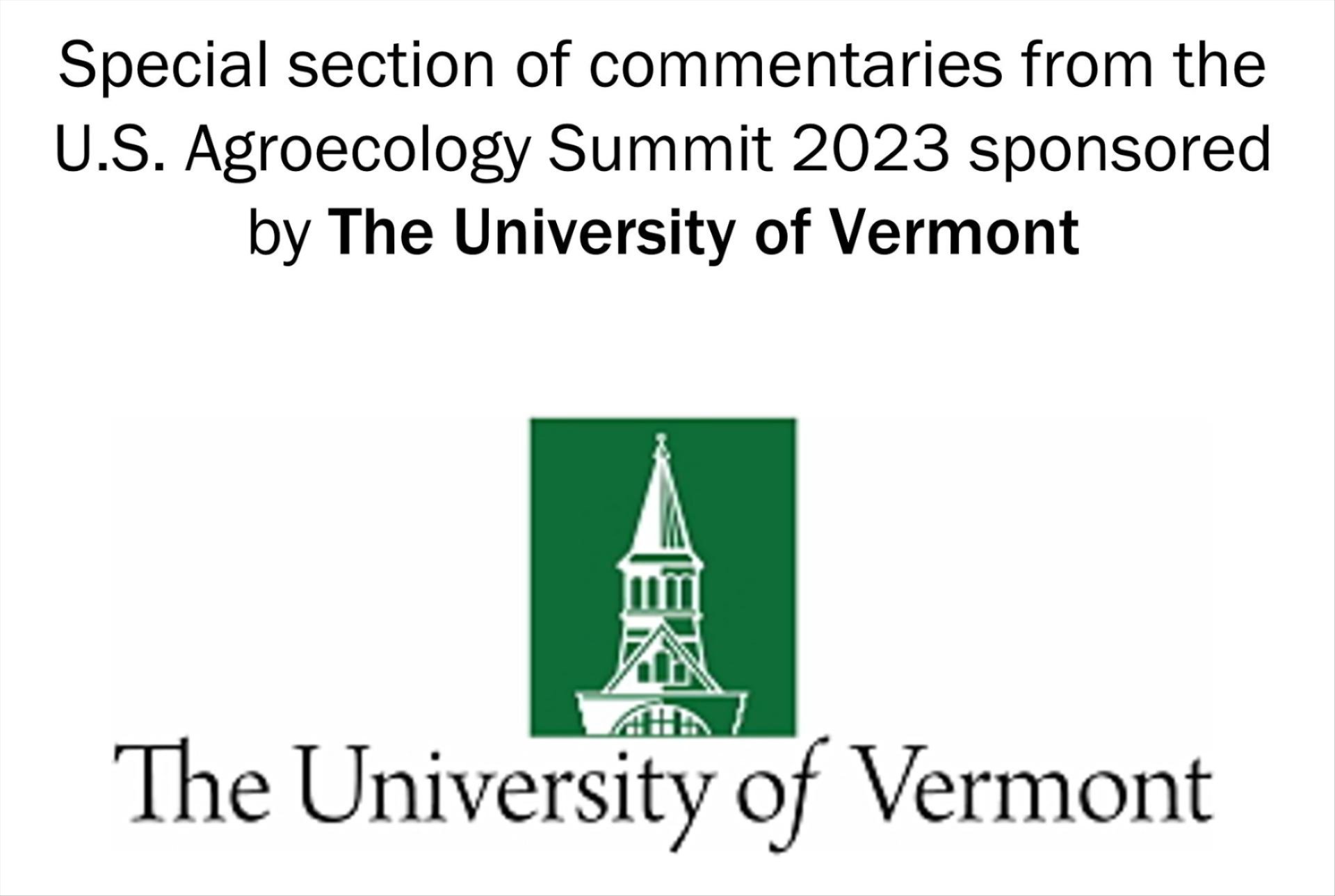 Logo for the special section of commentaries, sponsored by The University of Vermont