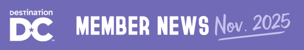 A Washington DC logo alongside stylized text reading 'Member News Nov. 2025' on a dark purple background.