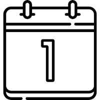 An icon of a calendar with the number 1. 