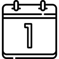 An icon of a calendar with the number 1. 