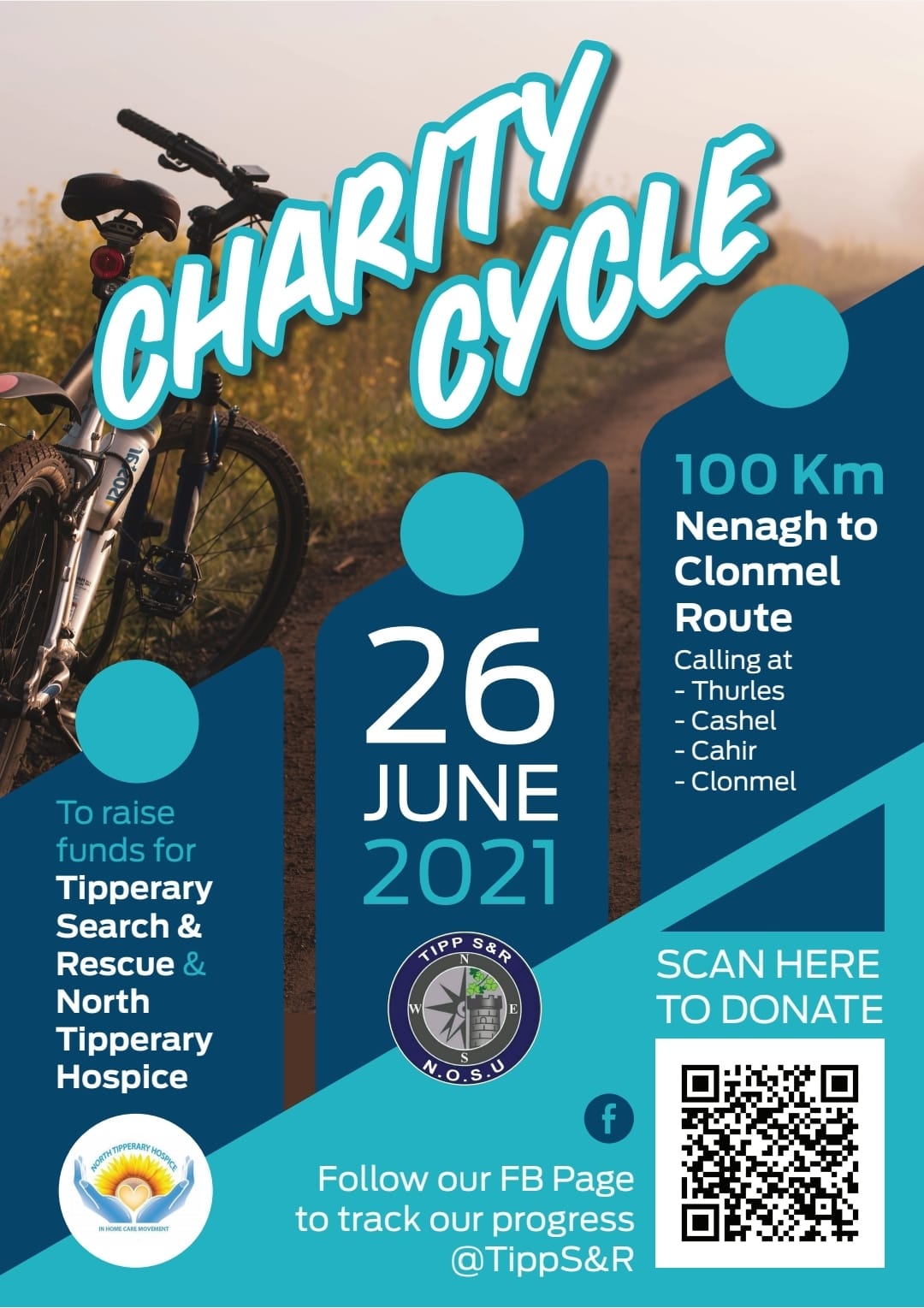 100k cycle 26th June in aid of Tipperary Search and Rescue and North Tipperary Hospice