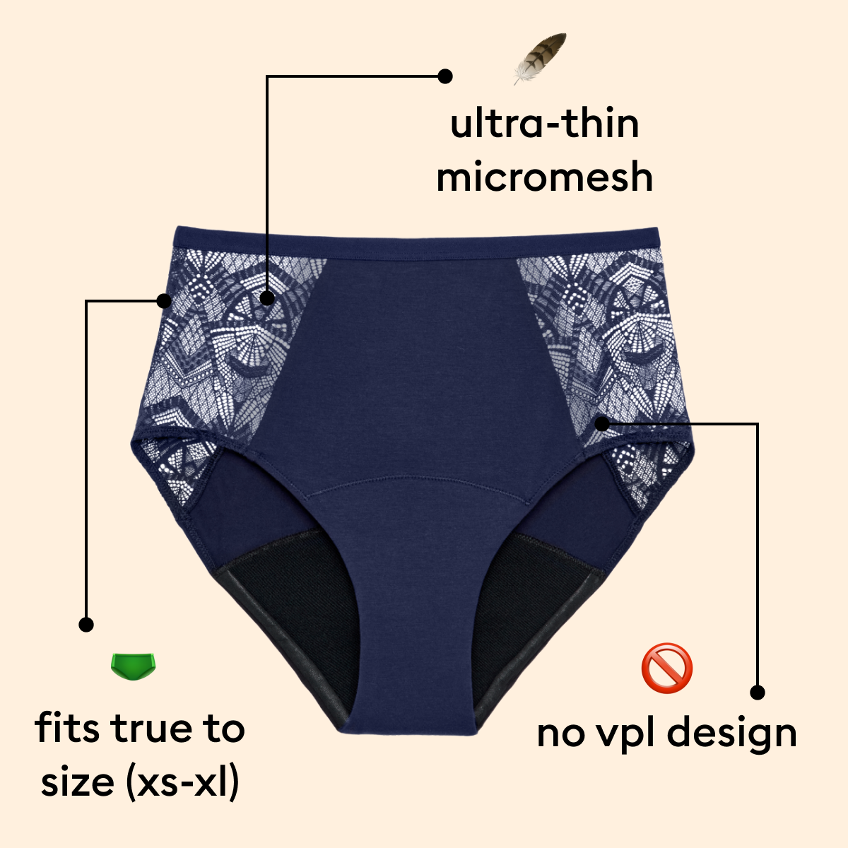 Ultra-thin micromesh, Fits true to size (XS-XL), No VPL design