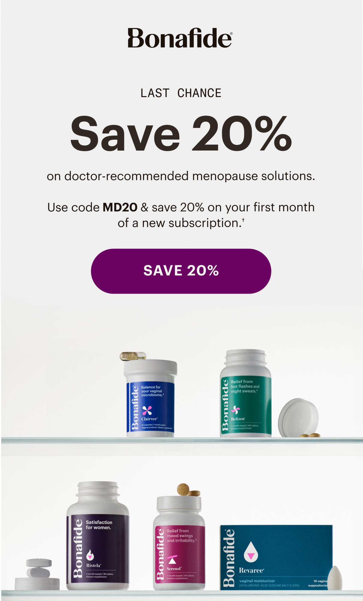 Save 20% on doctor-recommended menopause solutions