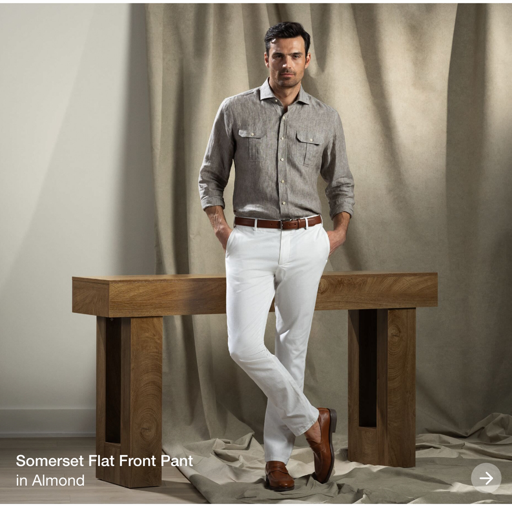 Somerset Flat Front Pant in Almond