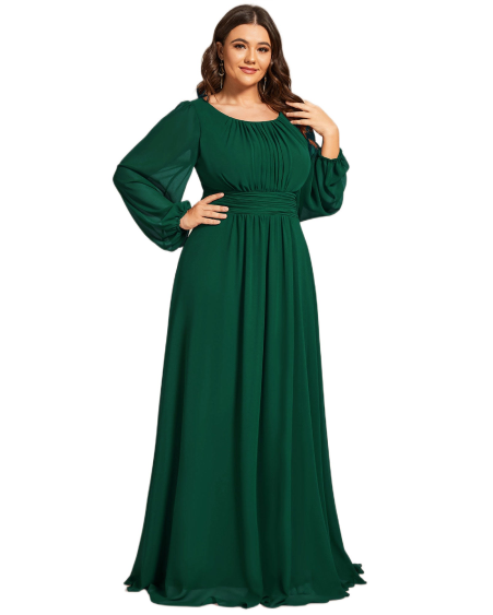 Chiffon High Empire Waist Puff Sleeve Dress