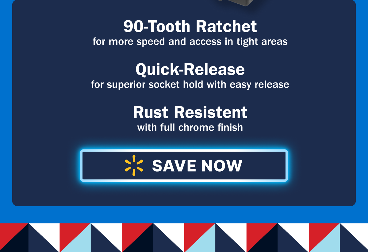 90-tooth ratchet for more speed and access in tight areas Quick-release for superior socket hold with easy release Full chrome finish for rust-resistance - SAVE NOW