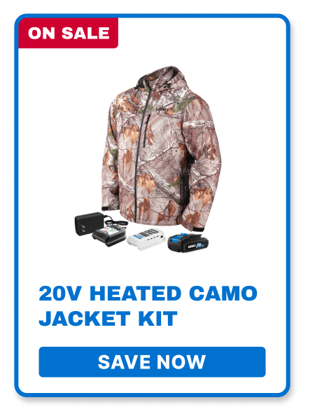 ON SALE 20V Heated Camo jacket Kit - SAVE NOW ->