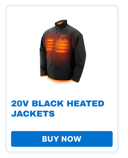 20V Black Heated Jackets. Buy Now.