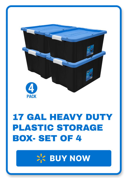 17 Gallon Heavy Duty Plastic Storage Box - Set of 4