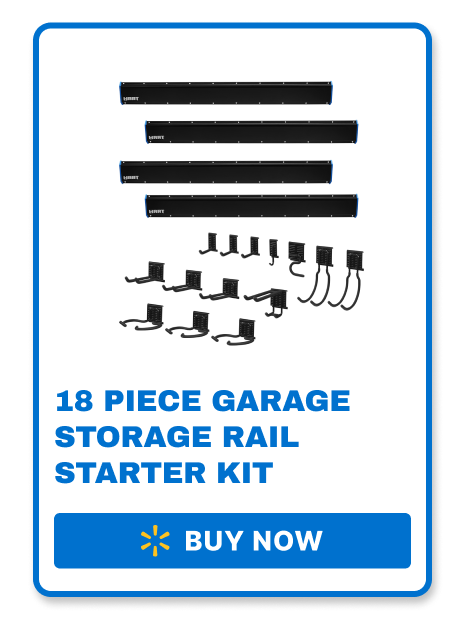 18 Piece garage Storage Rail Starter Kit  - BUY NOW ->