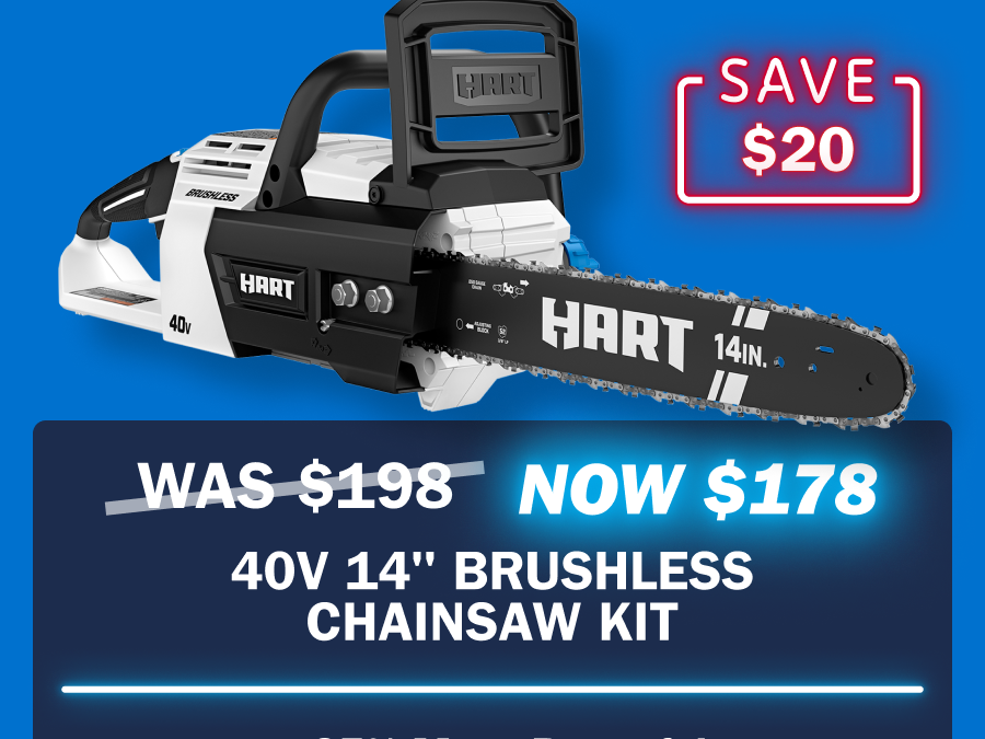 Save $20 on the 40V 14'' Brushless Chainsaw Kit. was $198 and is now $178