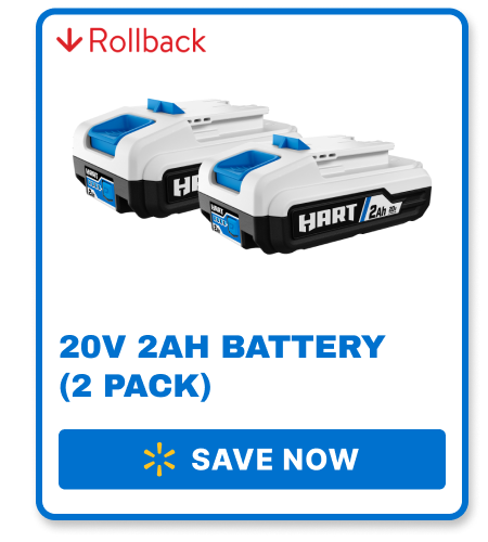 ROLLBACK - 20V 2Ah Battery 2-Pack  - SAVE NOW ->