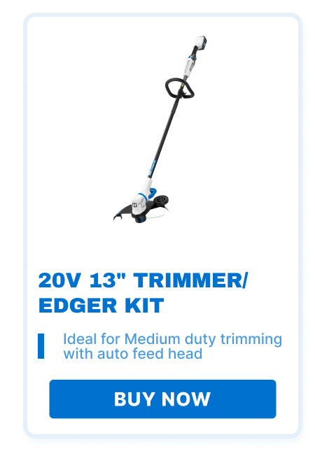 20V 13'' Trimmer/Edger Kit. Ideal for medium duty trimming with auto feed head. Buy now!