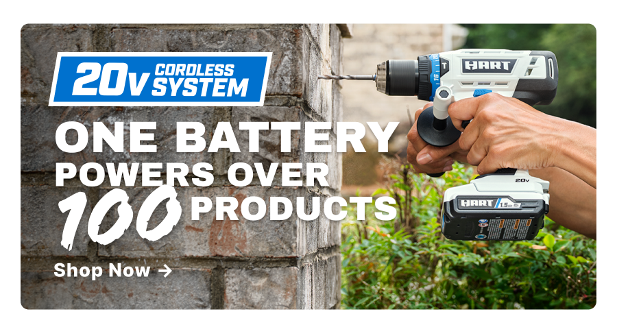 20V System. One battery powers over 100 products. shop now!