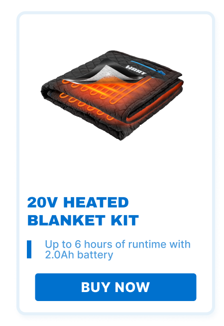 20V Heated Blanket Kit. Up to 6 hours of runtime with 2.0Ah battery. Buy now!