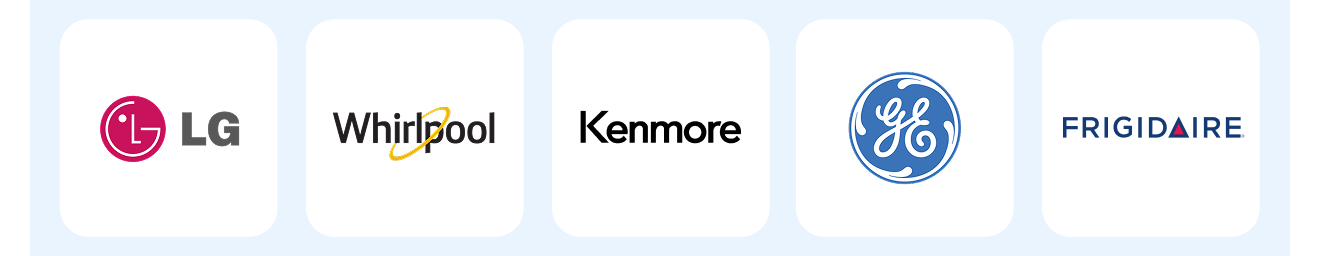 Brand listing: LG, Whirlpool, Kenmore, GE and Frigidaire