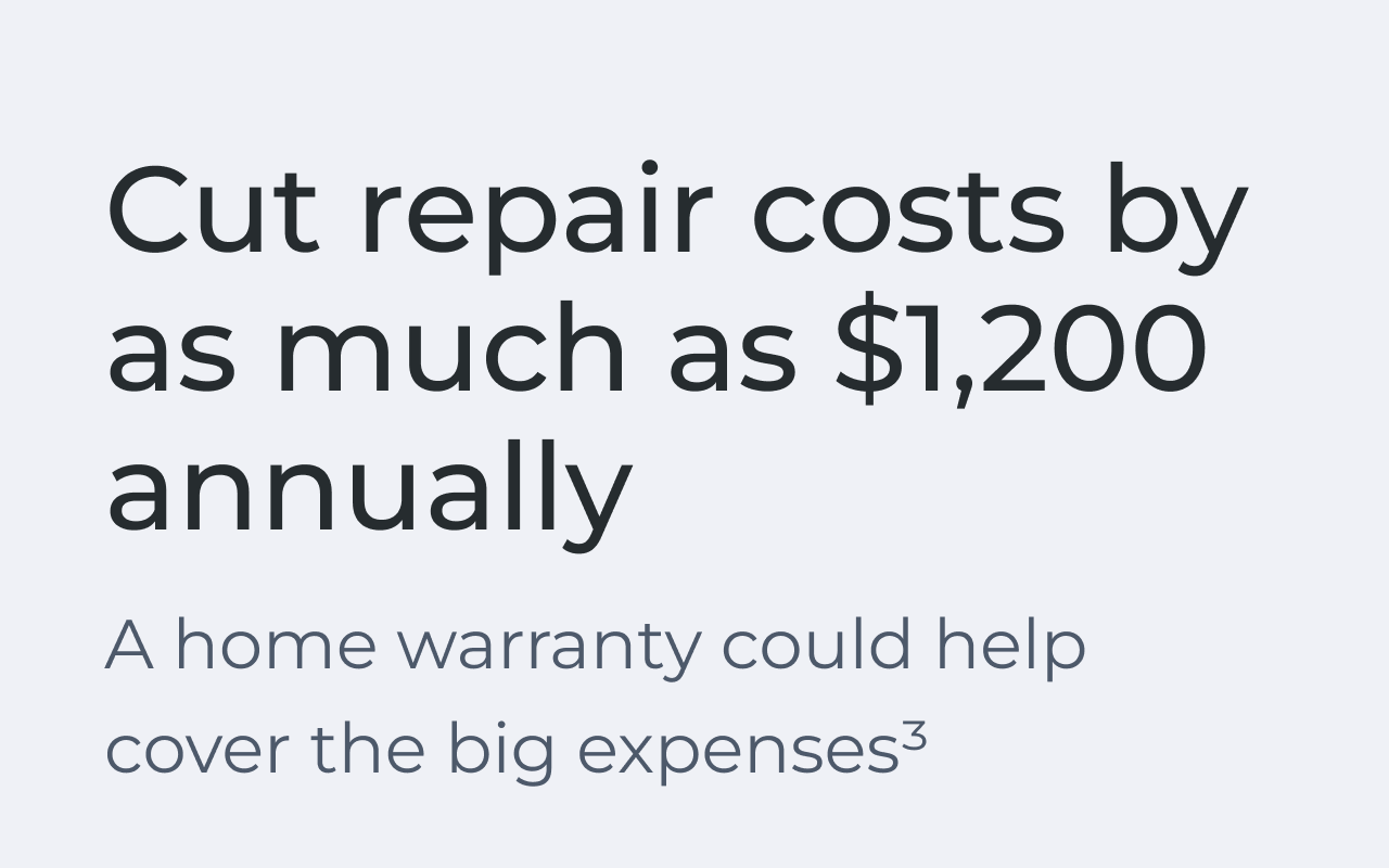 Cut repair costs by as much as $1,200 annually. A Home Warranty could help cover the big expenses.(3)