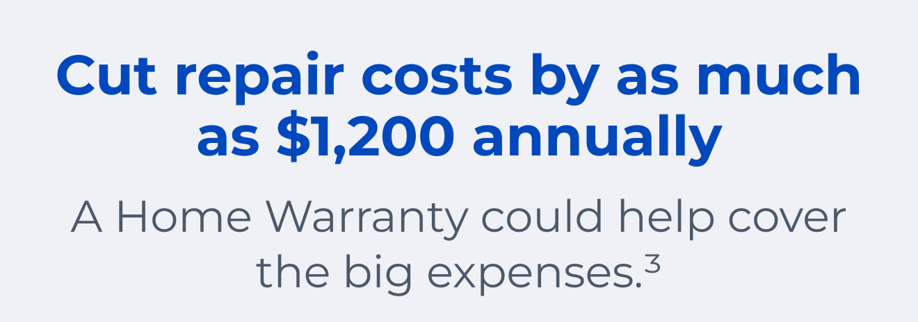 Cut repair costs by as much as $1,200 annually. A Home Warranty could help cover the big expenses.(3)