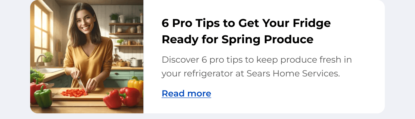 6 Pro Tips to Get Your Fridge Ready for Spring Produce. Discover 6 pro tips to keep produce fresh in your refrigerator at Sears Home Services