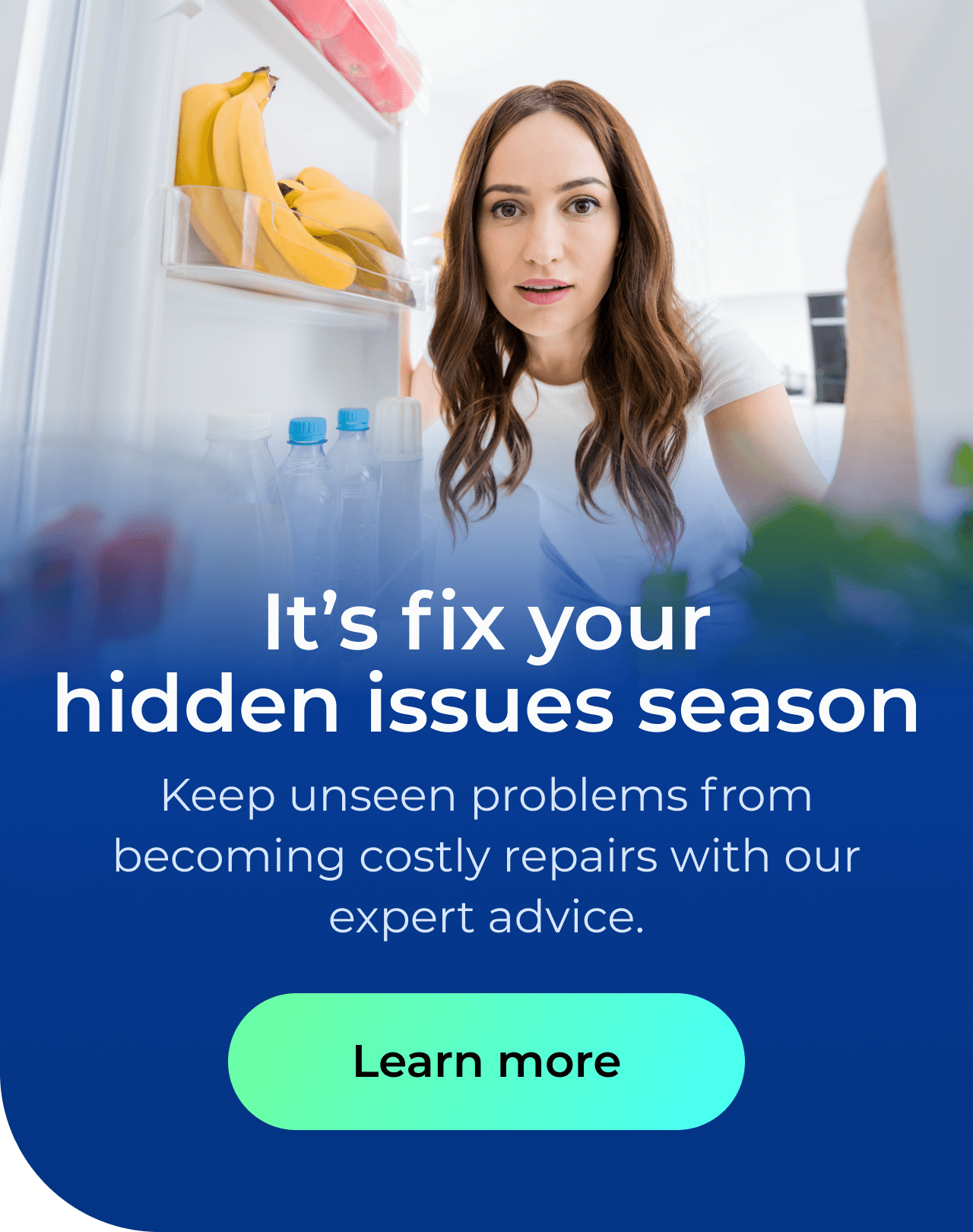 It's fix your hidden issues season. Keep unseen problems from becoming costly repairs with expert advice. Button: Learn more