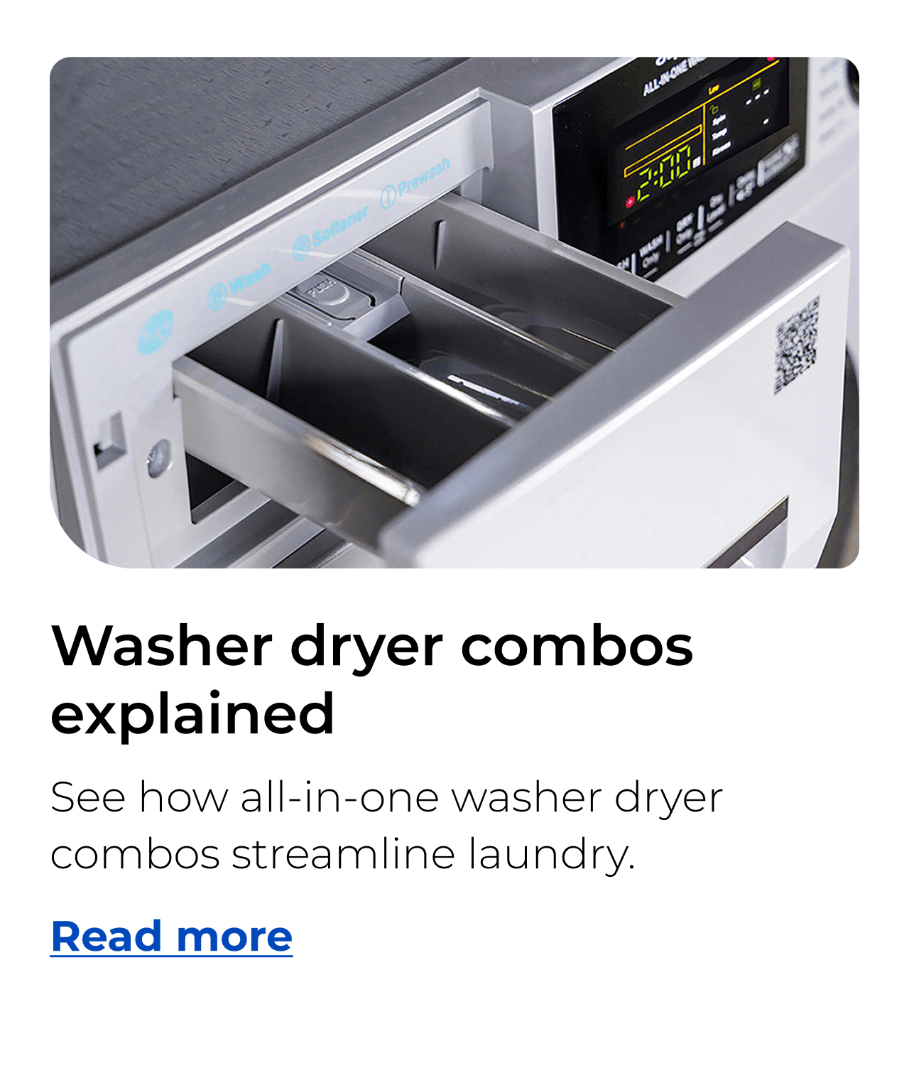 Washer dryer combos explained. See how all-in-one washer dryer combos streamline laundry. Button: Read more