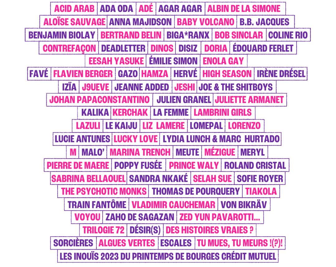 Tous les noms et spectacles de la programmation !